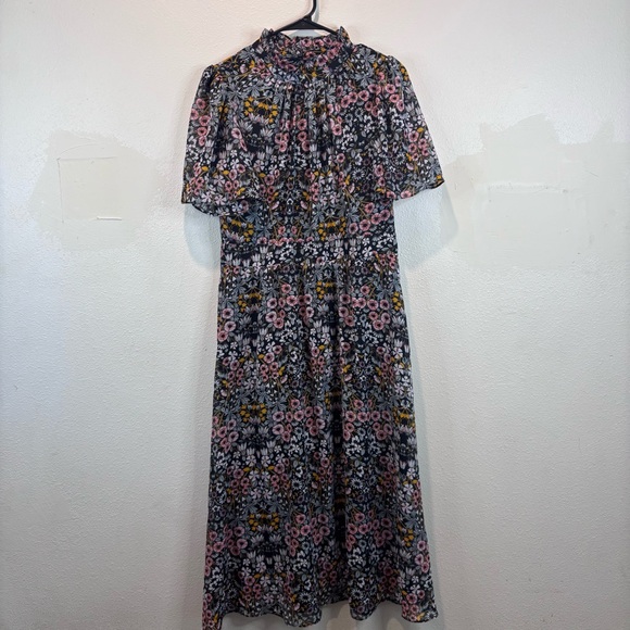 julia jordan Dresses & Skirts - Julia Jordan Floral Dress Sz 10 Modest Maxi Zipper High Neck Pink Yellow White